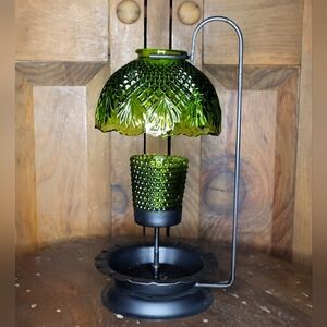 Vintage Green Glass Candle Lamp